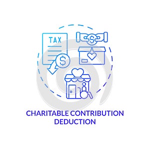 Charitable contribution deduction blue gradient concept icon