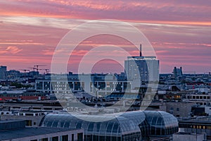 Charite University Hospital and Maritim proArte Hotel Berlin at Sunset