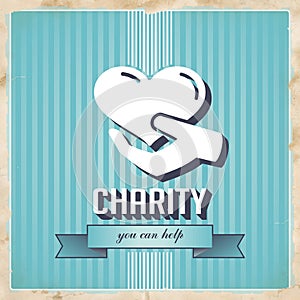 Charity on Blue Striped Background in Flat Design.