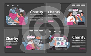 Charity and charitable foundation night mode or dark mode web banner