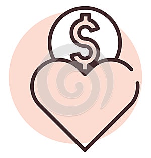 Charity and donation coins, icon