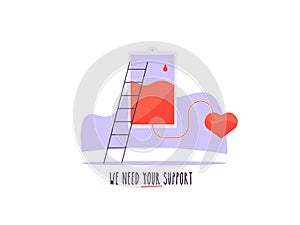 Charity and donation concept. Flat tiny voluntary charity persons illustration