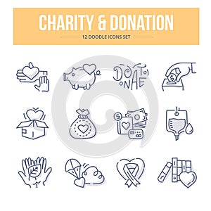 Charity & Donation Doodle Icons