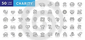 Charity and donation icon set, line style photo