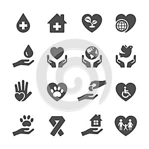 Charity and donation icon set 3, vector eps10 photo