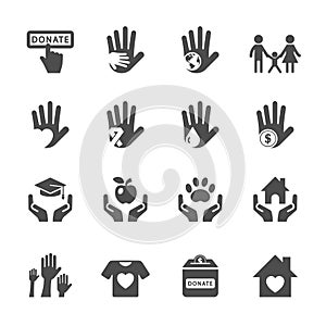 Charity and donation icon set, vector eps10