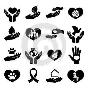 Charity and Donation Icons Black