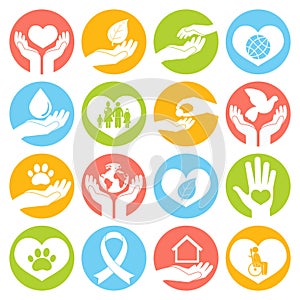 Charity and donation icons white