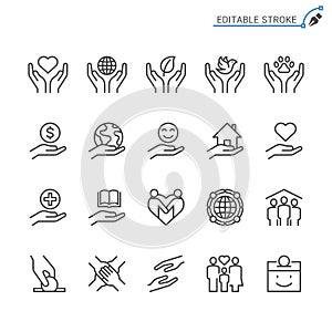 Charity and donation outline icon set