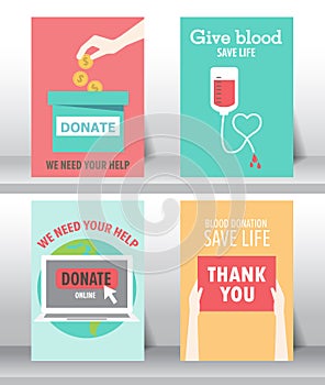 Charity and donation poster set