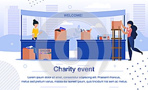 Charity Event or Fair Flat Vector Banner Template