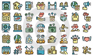 Charity event icons set vector flat