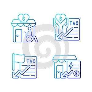 Charity and financial support gradient linear vector icons set
