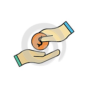 Charity flat icon illustration, to commemorate the international day charity. Design vector