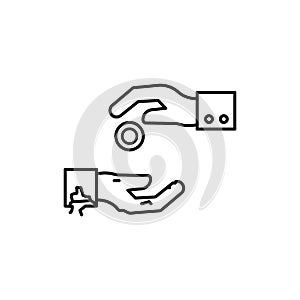 Charity, hand, money icon. Simple line, outline vector religion icons for ui and ux, website or mobile application
