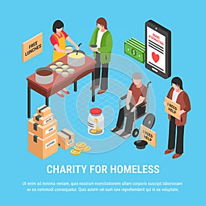Charity For Homeless Isometric Poster