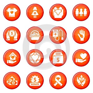 Charity icons set red