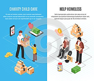 Charity Isometric Vertical Banners