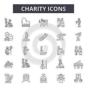 Charity line icons, signs, vector set, outline illustration concept