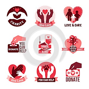 Charity Logo Emblems Set