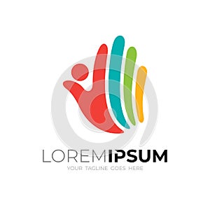 Charity logo with hand design template, colorful icon