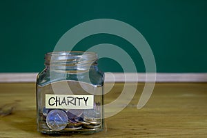 Charity Money Jar. Financial concept.