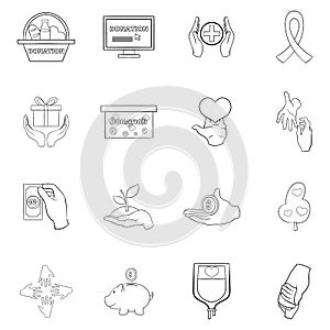 Charity organization icon set outline