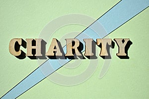 Charity, word as banner headline