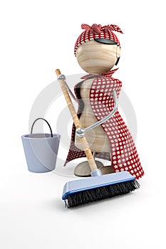 Charlady with mop photo
