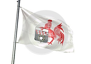 Charleroi of Belgium flag waving isolated on white background