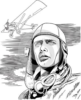 Charles Augustus Lindbergh cartoon portrait