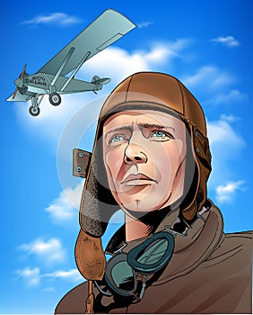 Charles Augustus Lindbergh cartoon portrait