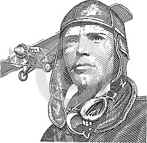 Charles Augustus Lindbergh engraved portrait