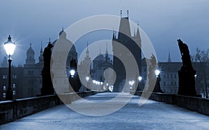 Charles Bridge, (blue) Prague