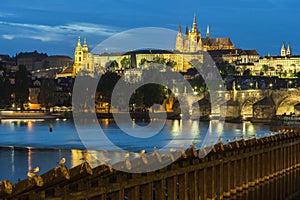 Charles Bridge and Castle at night