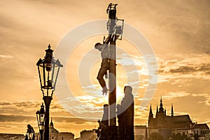 Charles Bridge, a historic bridge in Prague, Czech Republic