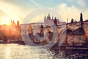 Charles Bridge and Hradcany in Prague, Czech Republic