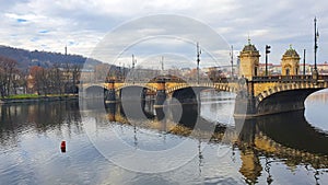 Charles bridge, Karlov most over Vltava river in Prague, Czech Republic