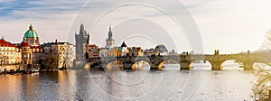 Charles Bridge Karluv Most and Lesser Town Tower, Prague, Czec photo