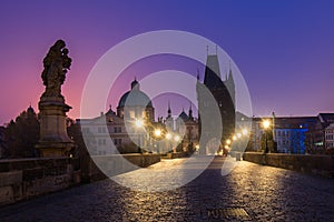 Charles Bridge at Night in Prague