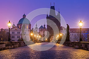 Charles Bridge at Night in Prague