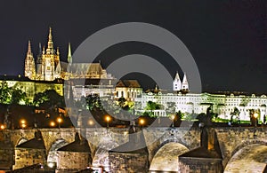 Charles Bridge at night in Prague