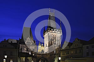 Charles bridge at night in Prague