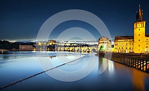 Charles Bridge at night, Prague, Czech Republic