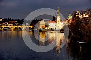 Charles Bridge and old town of Prague
