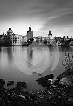 Charles Bridge over Vltava river in Prague