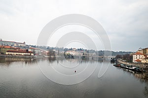 Charles Bridge over Vltava river. View of Prague. Detail of the Prague in the Old Town