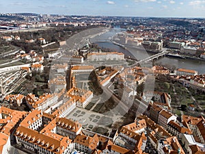 Charles Bridge over Vltava river. View of Prague. Detail of the Prague in the Old Town. Czech Republic