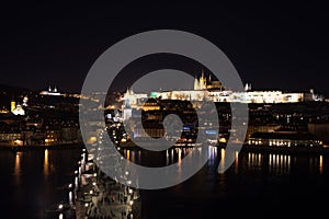 Charles Bridge and Prague Castle at Night photo