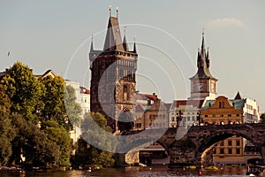 Charles bridge. Prague, Czech Republic. Color tone tuned